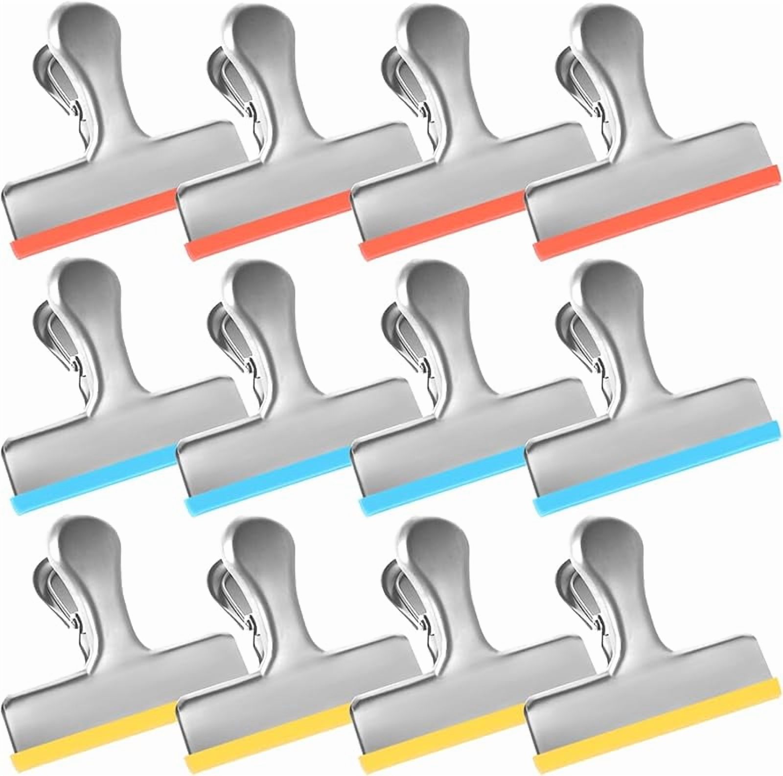 HOUSE AGAIN 12 Pack 3 Sizes Stainless Steel Chip Bag Clips Covered with ...