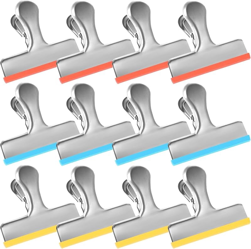 HOUSE AGAIN 12 Pack Stainless Steel Chip Bag Clips Covered with ...