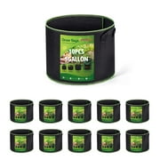 HOUSE DAY 10 Pack 5 Gallon Grow Bags,Non-Woven Fabric Pots,Vegetable Planter Container,Black