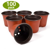 HOUSE DAY 100 Pack 4 Inch Plant Nursery Pots for Seed Starting, Plastic Flower Pots, Red