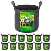 HOUSE DAY 12 Pack 5 Gallon Grow Bags,Non-Woven Fabric Pots,Vegetable Planter Container, Grey
