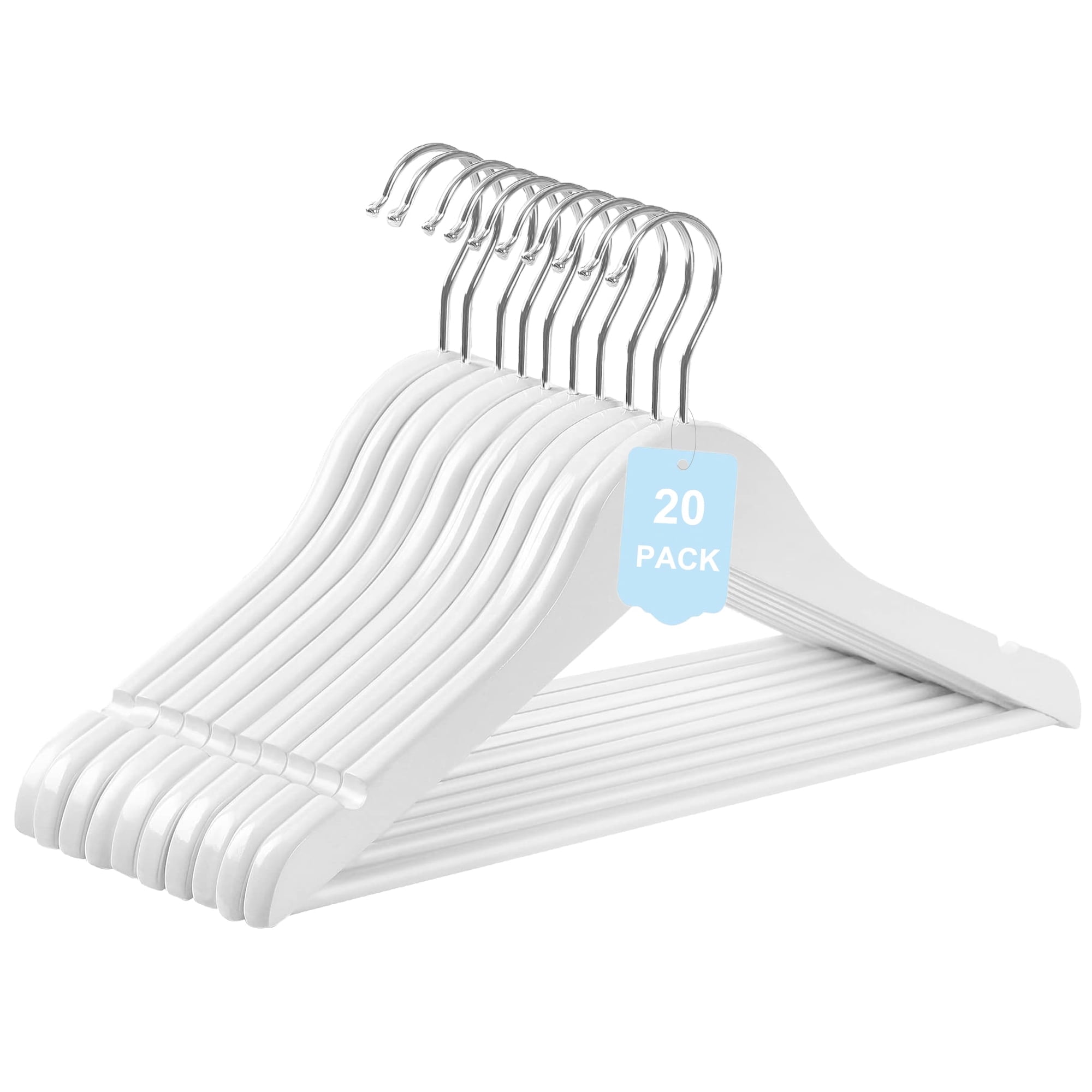 Cozymood Wooden Childrens Hangers Kids Hangers 20 Pack, Wood Baby Hangers Nursery Hangers, 360° Swivel Hook Non Slip Coat Hanger for Coats, White