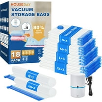 COZYMOOD Vacuum Storage Bags with Electric Air Pump, 18 Pack Vacuum Storage Bags, Vacuum Sealer Bags for Clothes, Blanket, Duvets, Pillows, Comforters, Travel
