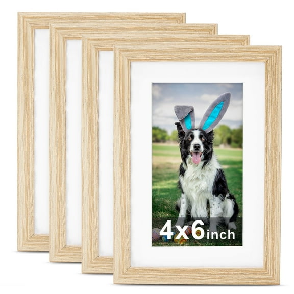 HOUSE DAY Picture Frames, Wooden Picture Frames for Wall Decor Home Decor Tabletop Display, 4 Pack, 4x6"