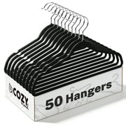 House Day 50 Pack Coat Hangers,16.7 inches Heavy-Duty Plastic Hangers 360° Swivel Hook for Organizing Laundry, Coats, and Clothes, Black