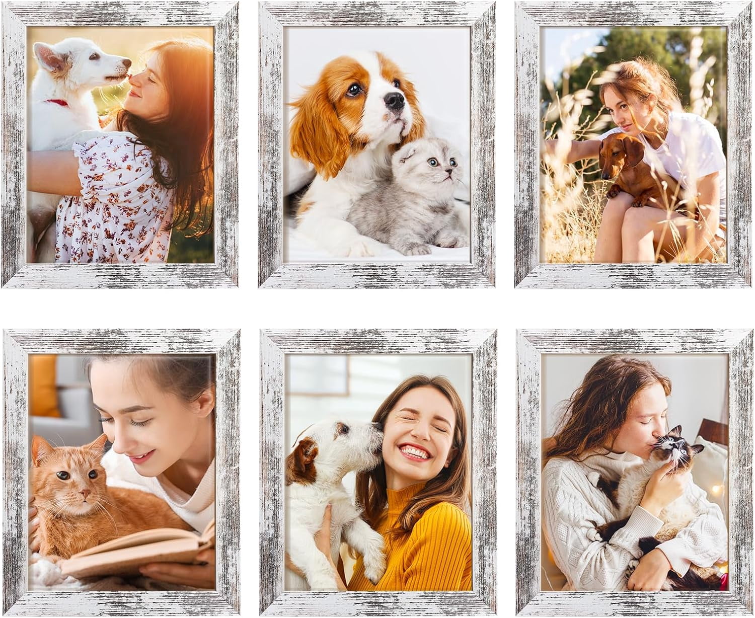 HOUSE DAY 8" x 10" Farmhouse Rustic Picture Frames, 6 Count Pack