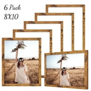 HOUSE DAY 8x10 Picture Frames Set of 6, Rustic Photo Frames Collage for Wall Decor Mounting or Table Display,Home Decorative Wall Gallery Picture Photo Frame Wood Brown,Walnut