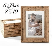 HOUSE DAY 8x10 Picture Frames Set of 6,Walnut Pre-Installed Wall Mount Vertically or Horizontally Photo Frames