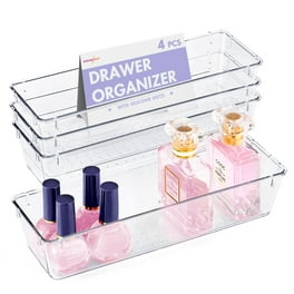 Vtopmart 28 PCS Clear Plastic Drawer Organizers Set, 4-Size Bathroom and  Vanity Drawer Organizer Trays, Acrylic Storage Bins for Makeup, Cosmetic