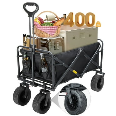 HOUSE DAY Wagons Cart Foldable Wagons Carts Collapsible Wagons, 400lbs Capacity Wagon for Camping, Beach, Picnic, Shopping, Sports, and Grocery Transport