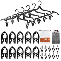Cozymood Clothes Hangers, Foldable Travel Hangers 10 Pack with 10 Clips, Portable Collapsible Hanger, Travel Accessories Essentials Folding Hangers, Black