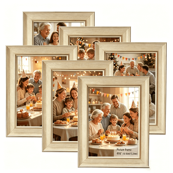 HOUSE DAY Picture Frames, 4x6 Wooden Picture Frames Set of 6, Picture Frames for Home Decor Tabletop Display