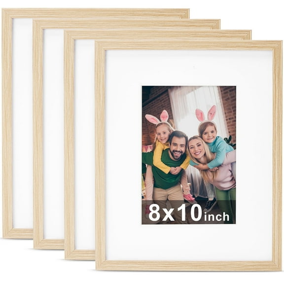 HOUSE DAY Picture Frames, Wooden Picture Frames for Wall Decor Home Decor Tabletop Display, 4 Pack, 8x10"