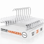 Cozymood Pants Hangers with Clips, Plastic Hangers, Clothes Hangers, 25 Pack, Clear, 14 inch