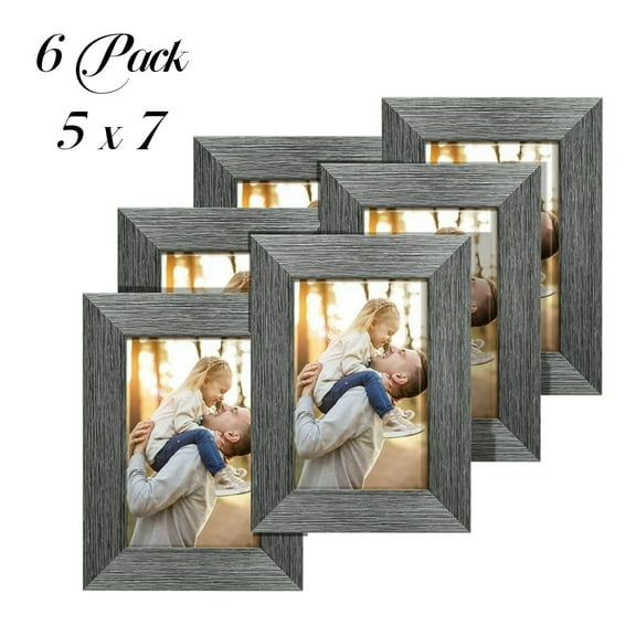 HOUSE DAY Picture Frames 5x7 Set of 6, Rustic Grey Farmhouse Photo College Frame for Wall Decor or Table Top Display