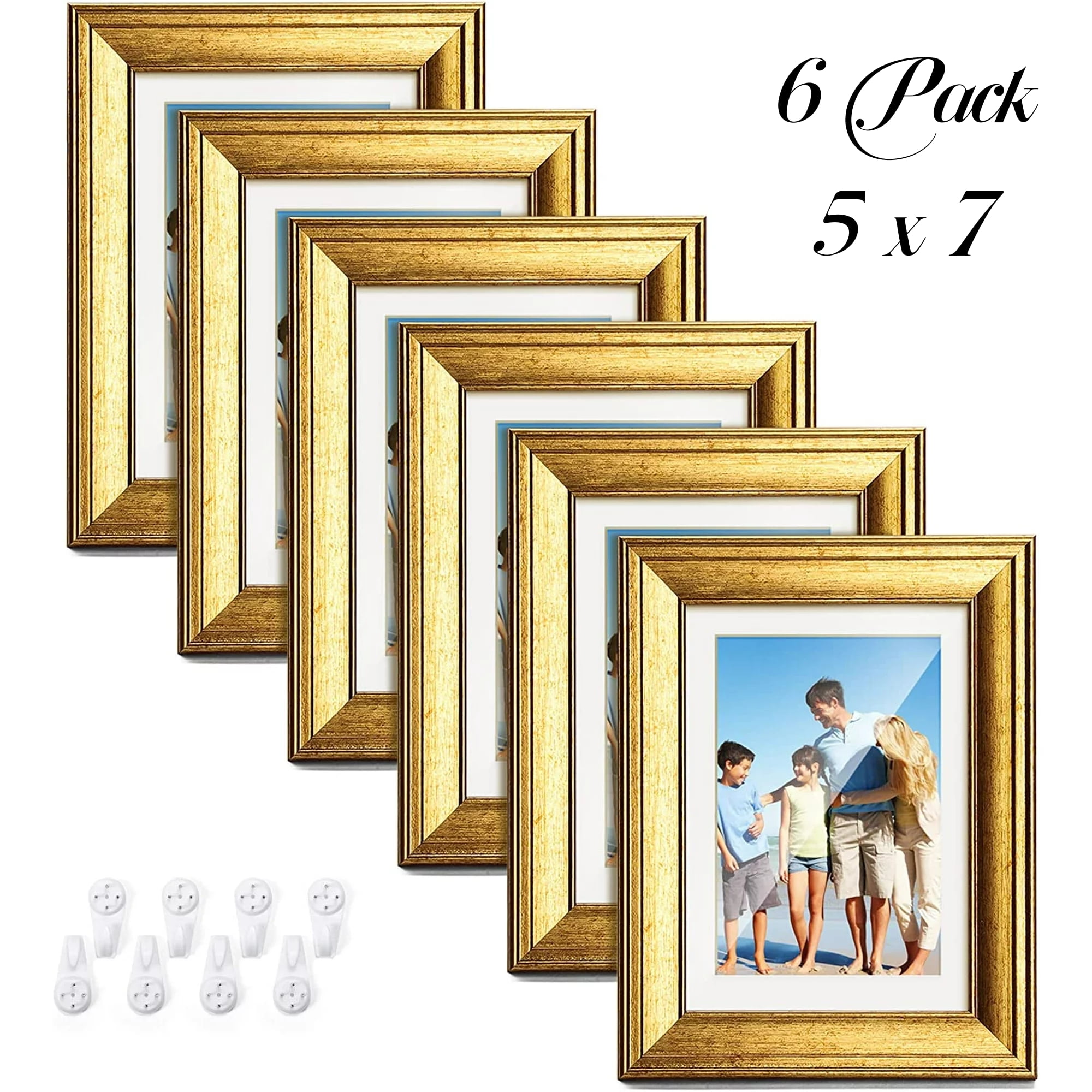 HOUSE DAY Picture Frames 5x7 Set of 6,Tabletop Display and Wall