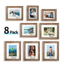 House Day 8 Pack Picture Frames, Photo Frame Set for Family, Multi Sizes Including 8x10, 5x7, 4x6, Retro Brown