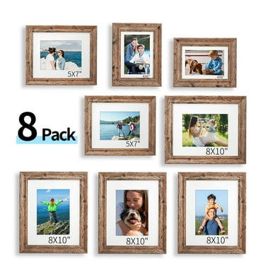 House Day 8 Pack Picture Frames, Photo Frame Set for Family, Multi Sizes Including 8x10, 5x7, 4x6, Retro Brown
