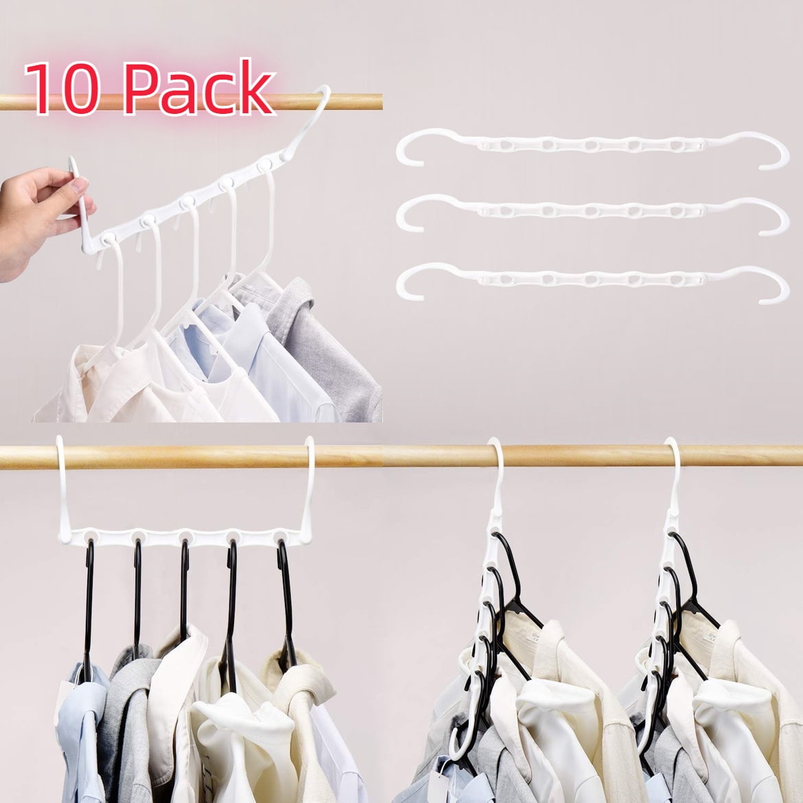 Wisconic Adult Plastic Clothing Hanger, Slotted for Strappy Shirts, 60  Pack, White