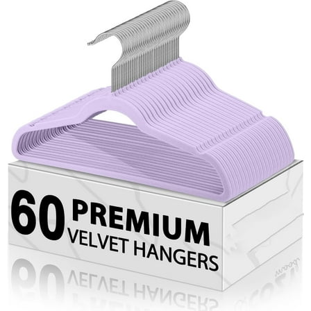 Metronic Purple Velvet Hangers 60 Pack, Premium Clothes Hangers Non-Slip Felt Hangers, Sturdy Purple Hangers Heavy Duty Coat Hangers, Durable Suit Hangers, Space Saving No Hanger Marks 360 Rotate