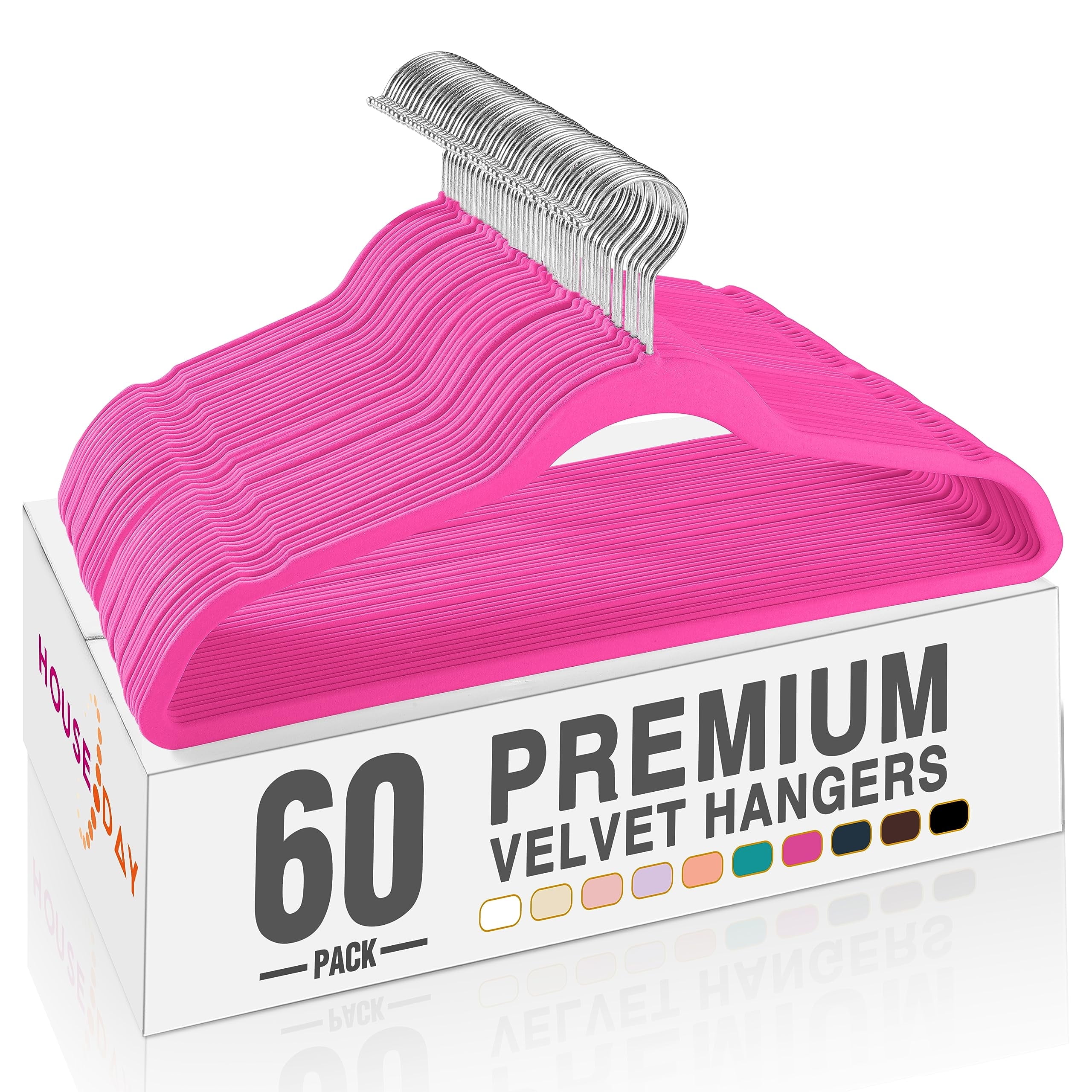 HOUSE DAY Rosy Red Velvet Hangers 60 Pack, Premium Clothes Hangers Non