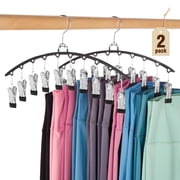 Cozymood Metal Pants Hangers 2 Pack, Pants Hanger Space Saving with 10 Clips, Clothes Hangers for Shorts, Skirt, Bottoms, Jeans (Black)