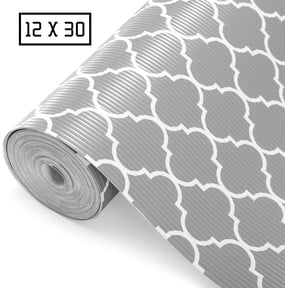 HOUSE DAY Shelf Liner for Kitchen Cabinets and Drawers, 12" x 30ft, Non Slip Drawer Liner, Quatrefoil Gray