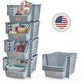 thumbnail image 1 of HOUSE DAY Storage Bins Set of 4, Plastic Storage Containers for Organization and Storage, Gray, 1 of 10