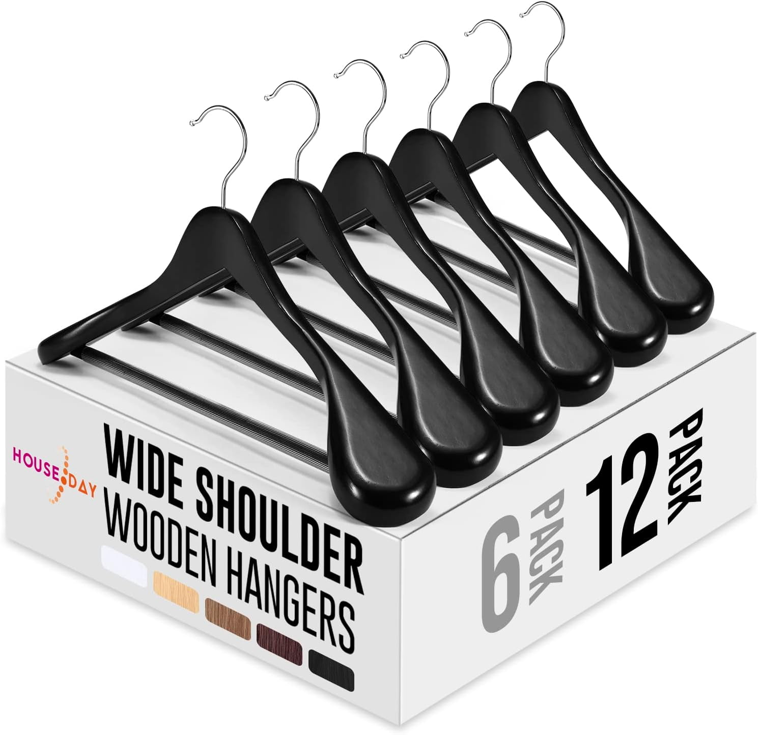 HOUSE DAY Wide Wood Hangers, Wooden Hangers for Clothes, Suit Hangers
