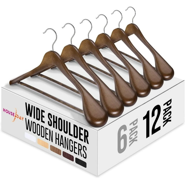 HOUSE DAY Wide Shoulder Wooden Hangers, Solid Wood Hanger for Suits