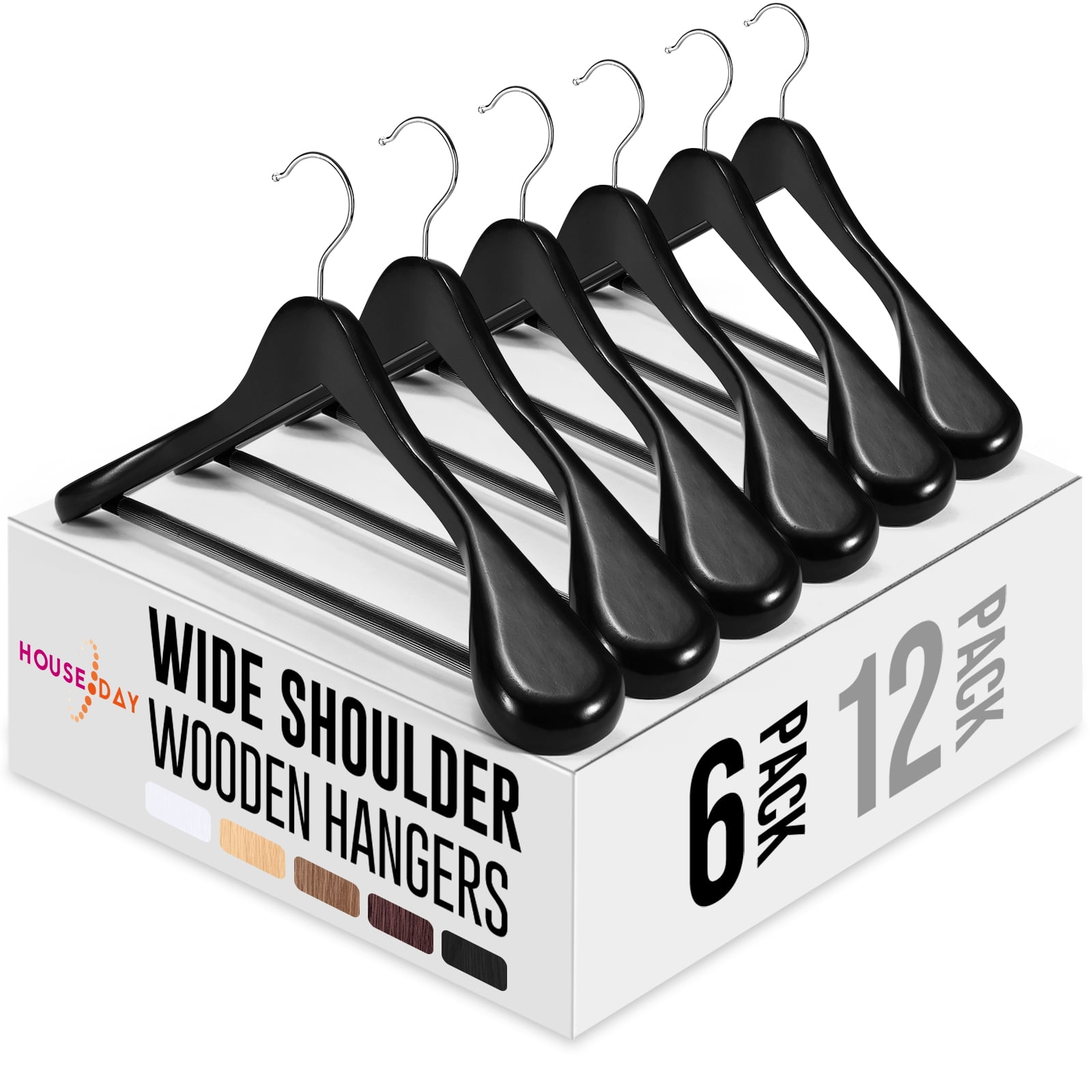 HOUSE DAY Wide Shoulder Wooden Hangers, Solid Wood Hanger for Suits
