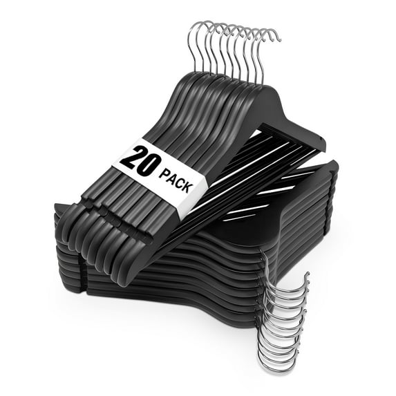 cozymood Wood Hangers, Clothes Hangers, Wooden Hanger, Premium Coat Hanger, 20 Pack, Black