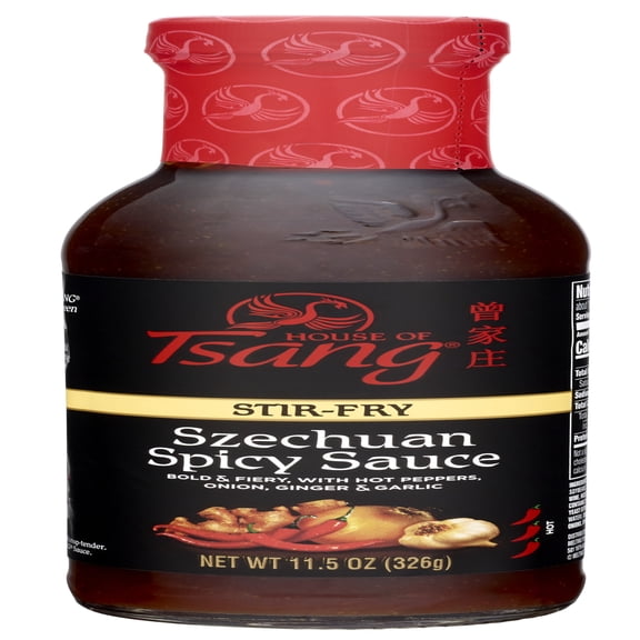 HOUSE OF TSANG Spicy Szechuan Stir-Fry Sauce, Shelf Stable, 11.5 oz Glass Bottle