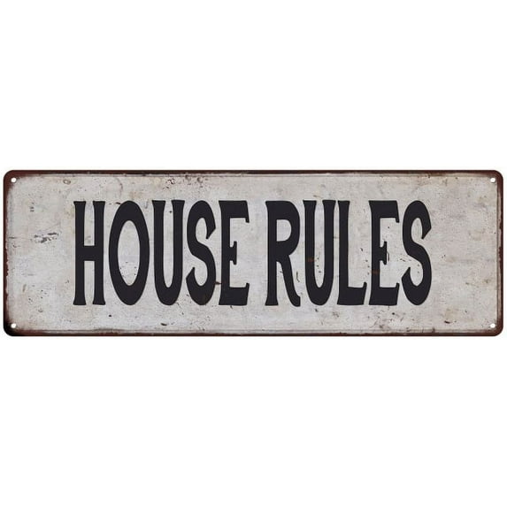 HOUSE RULES Vintage Look Rustic 6x18 Metal Sign Chic Retro 206180035098