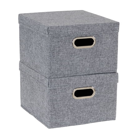 HOUSEHOLD ESSENTIALS Collapsible Linen Storage Boxes, 2pk, Carnation
