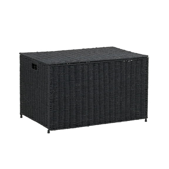 HOUSEHOLD ESSENTIALS Decorative Wicker Paper Rope Storage Chest