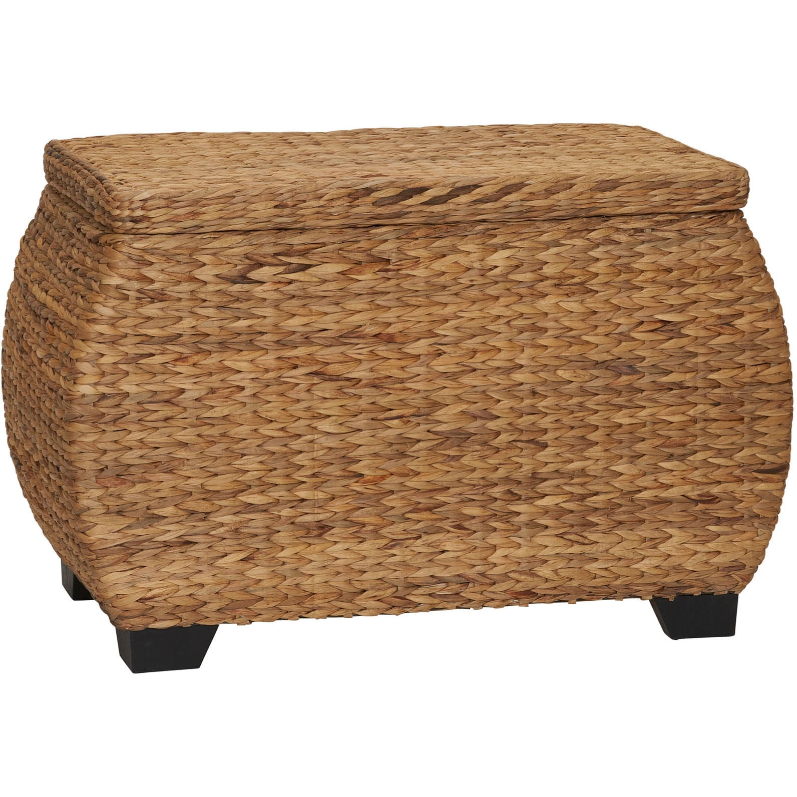 HOUSEHOLD ESSENTIALS Large Curved Wicker Storage Chest with Liner