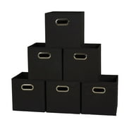 HOUSEHOLD ESSENTIALS Open Fabric Storage Cube Bins, Set of 6, Black