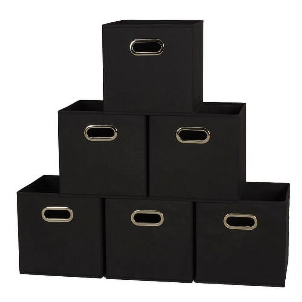 HOUSEHOLD ESSENTIALS Open Fabric Storage Cube Bins, Set of 6, Black