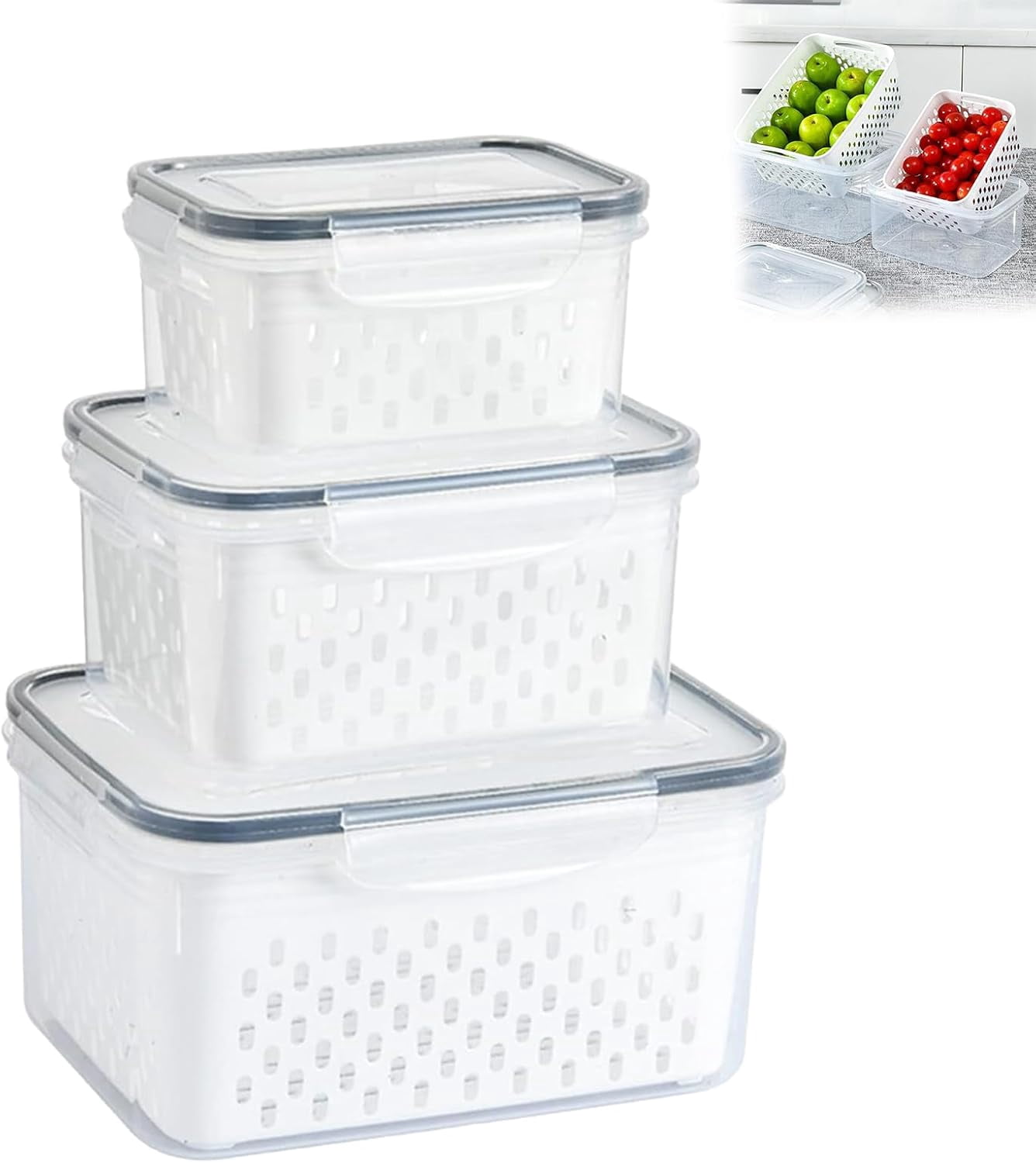 HOUSEHOLD TRANSPARENT PLASTIC FOOD STORAGE CONTAINERS WITH DRAINAGE ...