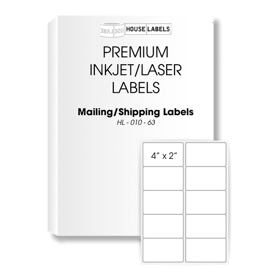 HOUSELABELS 10-up Shipping Labels (4" x 2") For Laser and Inkjet Printers, 100 Sheets