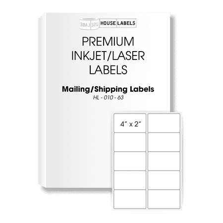 HOUSELABELS 10-up Shipping Labels (4" x 2") For Laser and Inkjet Printers, 25 Sheets