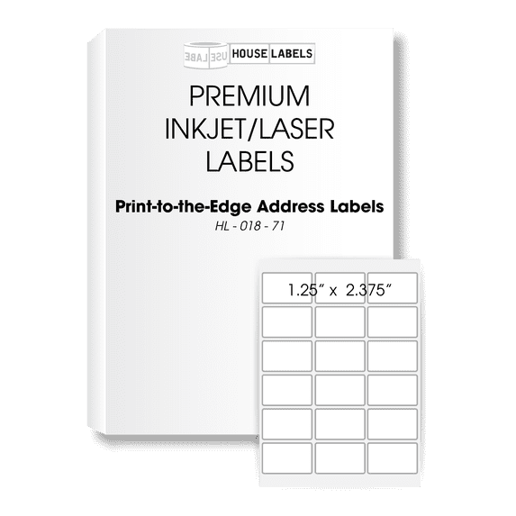 HOUSELABELS 18-up Address Labels (2-3/8" x 1-1/4") For Laser and Inkjet Printers, 100 Sheets