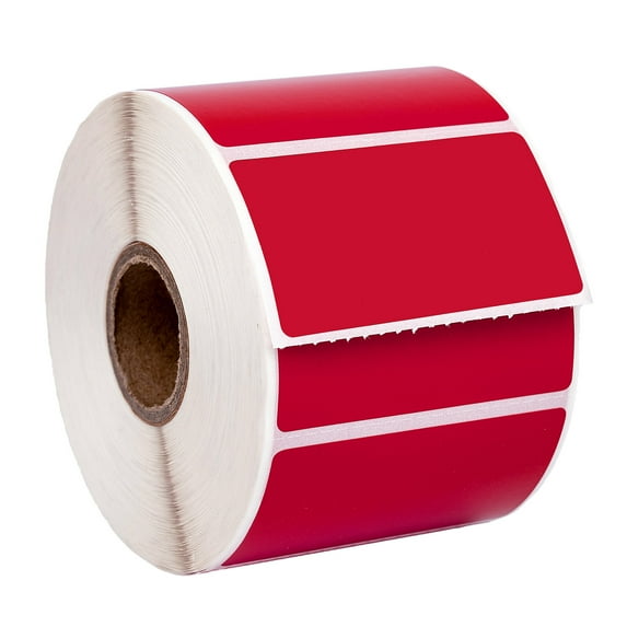 HOUSELABELS 2.25" x 1.25" Red Address Labels on 1" Core Compatible With Zebra and Rollo Printers, 16 Rolls / 1,000 Labels per Roll