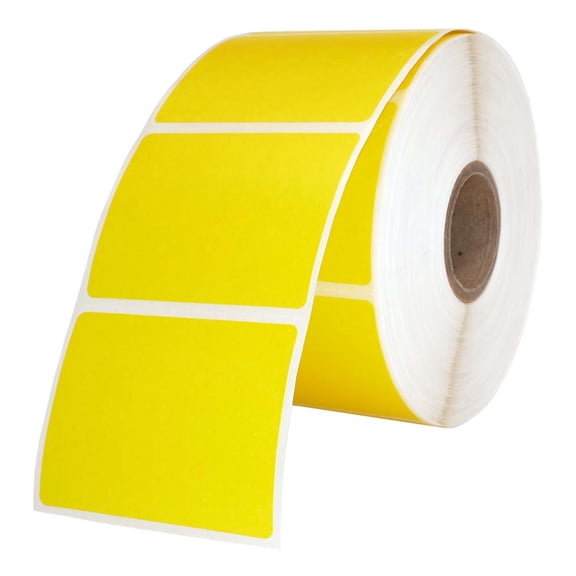 HOUSELABELS 2" x 1.5" Yellow Multipurpose Labels on 1" Core Compatible With Zebra and Rollo Printers, 6 Rolls / 1,000 Labels per Roll