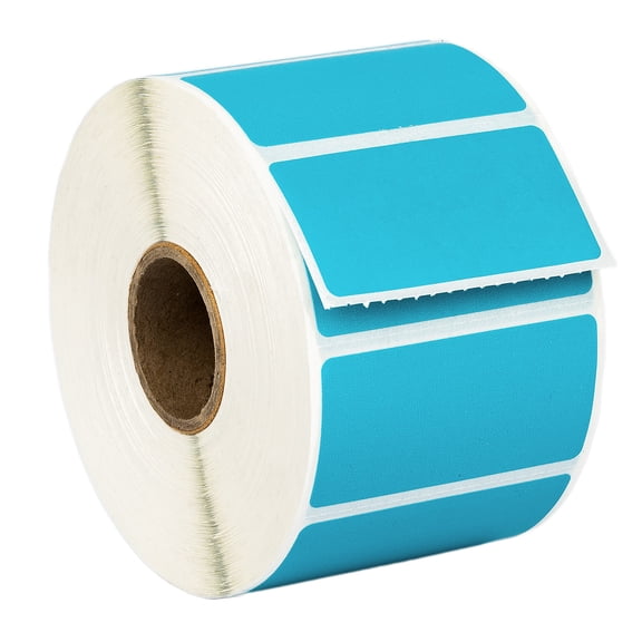 HOUSELABELS 2" x 1" Blue Barcode Labels on 1" Core Compatible With Zebra and Rollo Printers, 18 Rolls / 1,300 Labels per Roll