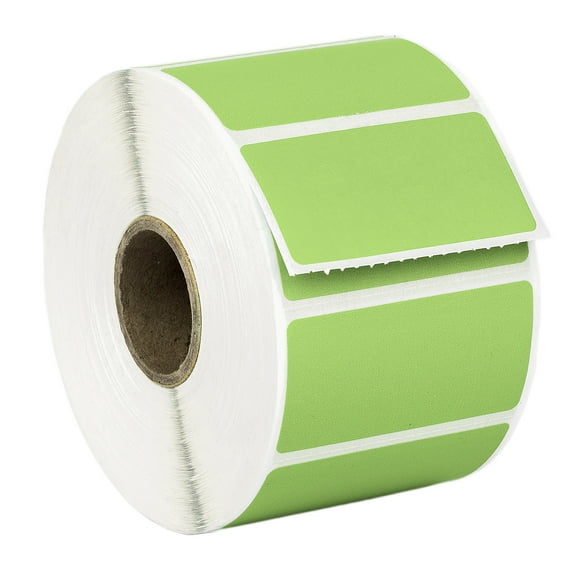 HOUSELABELS 2" x 1" Green Barcode Labels on 1" Core Compatible With Zebra and Rollo Printers, 24 Rolls / 1,300 Labels per Roll