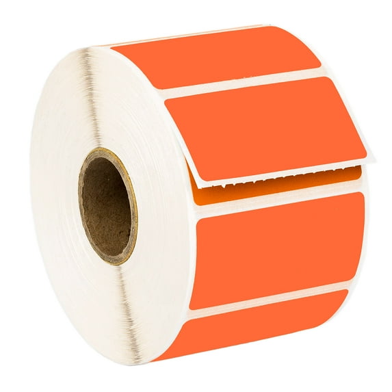 HOUSELABELS 2" x 1" Orange Barcode Labels on 1" Core Compatible With Zebra and Rollo Printers, 16 Rolls / 1,300 Labels per Roll