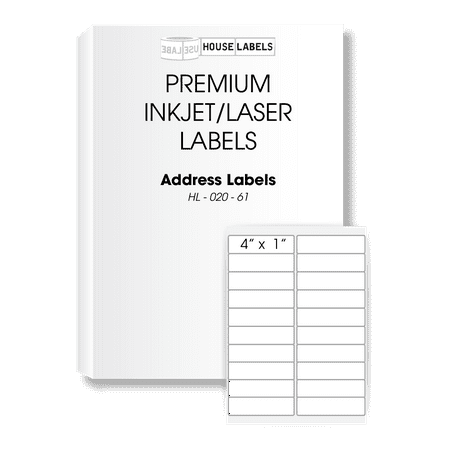HOUSELABELS 20-up Shipping Labels (4" x 1") For Laser and Inkjet Printers, 25 Sheets