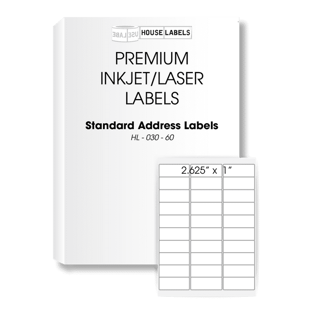 HOUSELABELS 30up Address Labels (1" x 25/8") For Laser and Inkjet